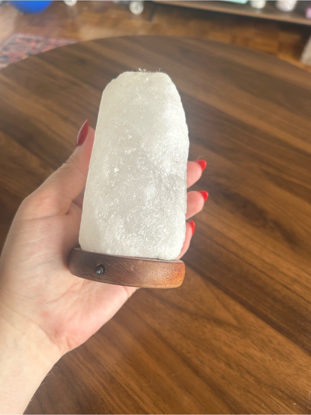 Natural White Himalayan Salt Lamp on Wooden Base - Unbranded